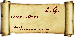 Léner Györgyi névjegykártya